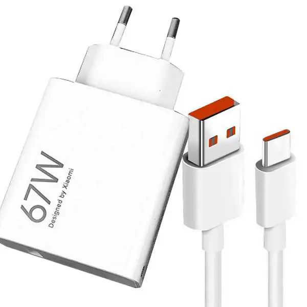 شارژر دیواری شیائومی مدل 67 وات به همراه کابل تبدیل USB-C اصلی سر جعبه به همراه کابل