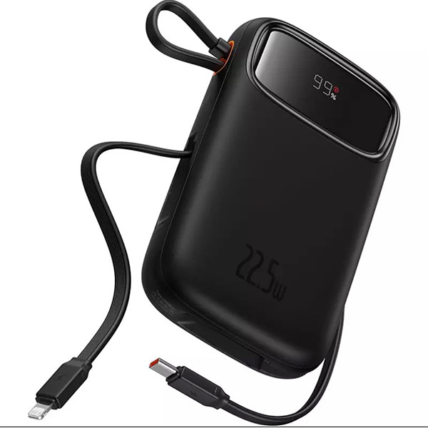 پاوربانک بیسوس 10000 میلی آمپر ساعت مدل Qpow2 Dual-Cable Digital Display Fast Charge 22.5W