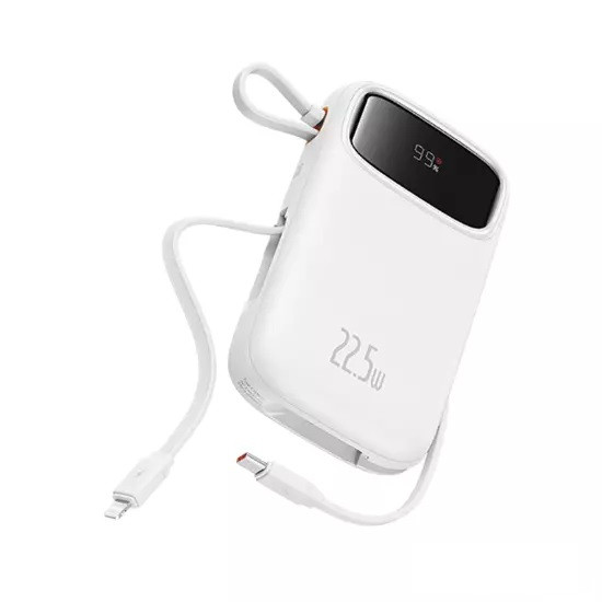 پاوربانک بیسوس 10000 میلی آمپر ساعت مدل Qpow2 Dual-Cable Digital Display Fast Charge 22.5W