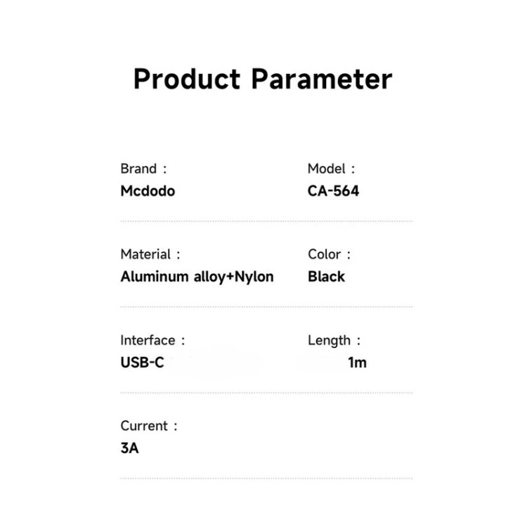 کابل شارژ تایپ سی مک دودو مدل Mcdodo CA-5641 طول ۱ متر ۶۰ وات