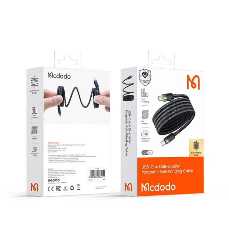 کابل شارژ دو سر تایپ سی مک دودو مدل Mcdodo CA-200 طول 1.2 متر ۶۰ وات