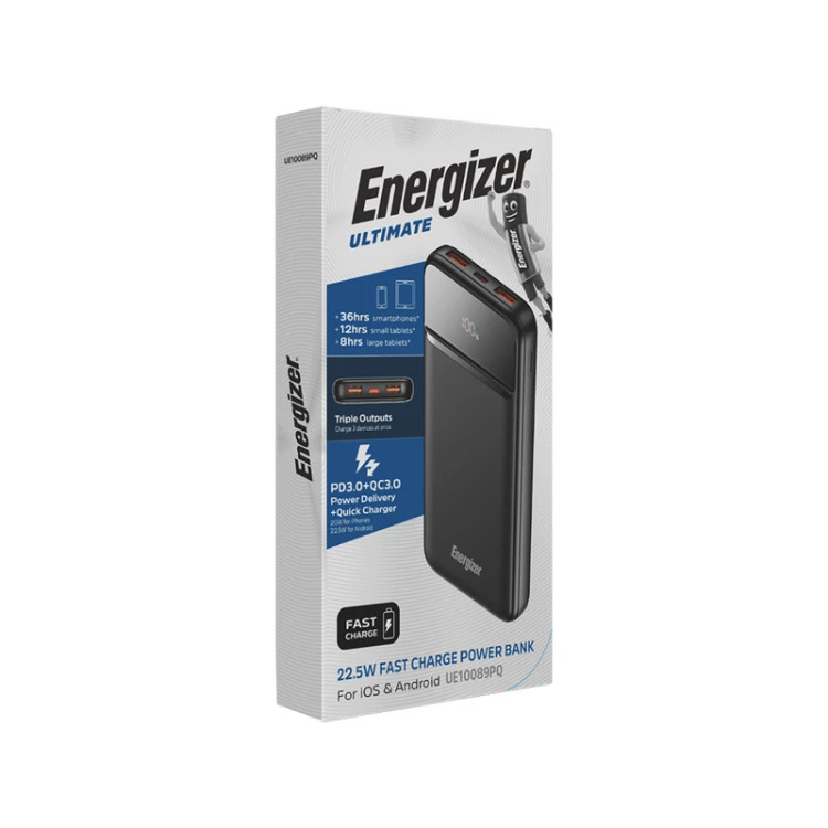 پاوربانک فست شارژ 22.5 وات انرجایزر مدل Energizer UE10089PQ ظرفیت 10000 میلی آمپرساعت