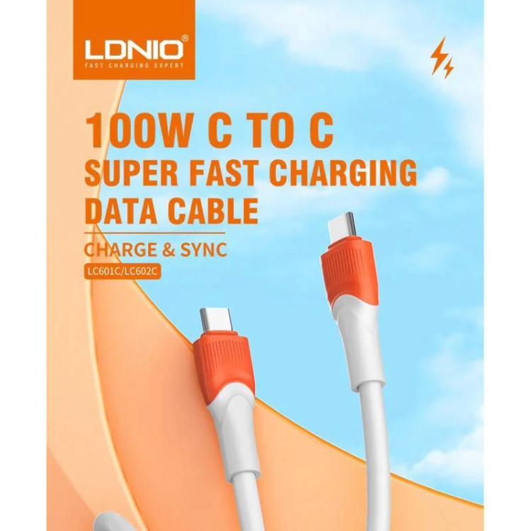 کابل دو سر Type-C الدینیو 100 واتی مدل Ldnio LC601c طول 1 متر