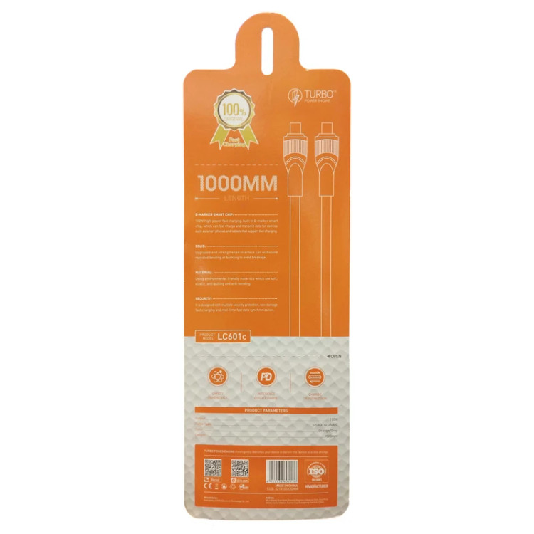 کابل دو سر Type-C الدینیو 100 واتی مدل Ldnio LC601c طول 1 متر